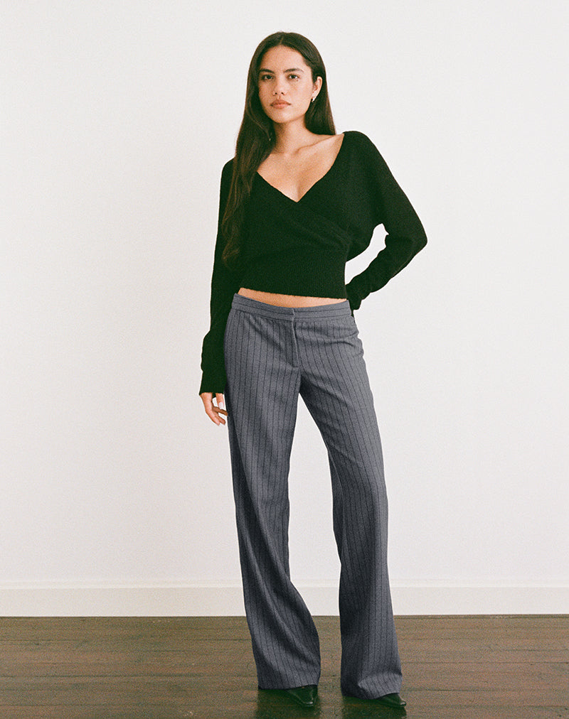 Afbeelding van Ganta Slim broek in krijtstreep antraciet