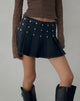 Afbeelding van Gatlin Geplooide Denim Minirok in Black Wash met Studs