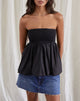 Afbeelding van Gaux Puffball Shirred Bandeau Top in Zwart