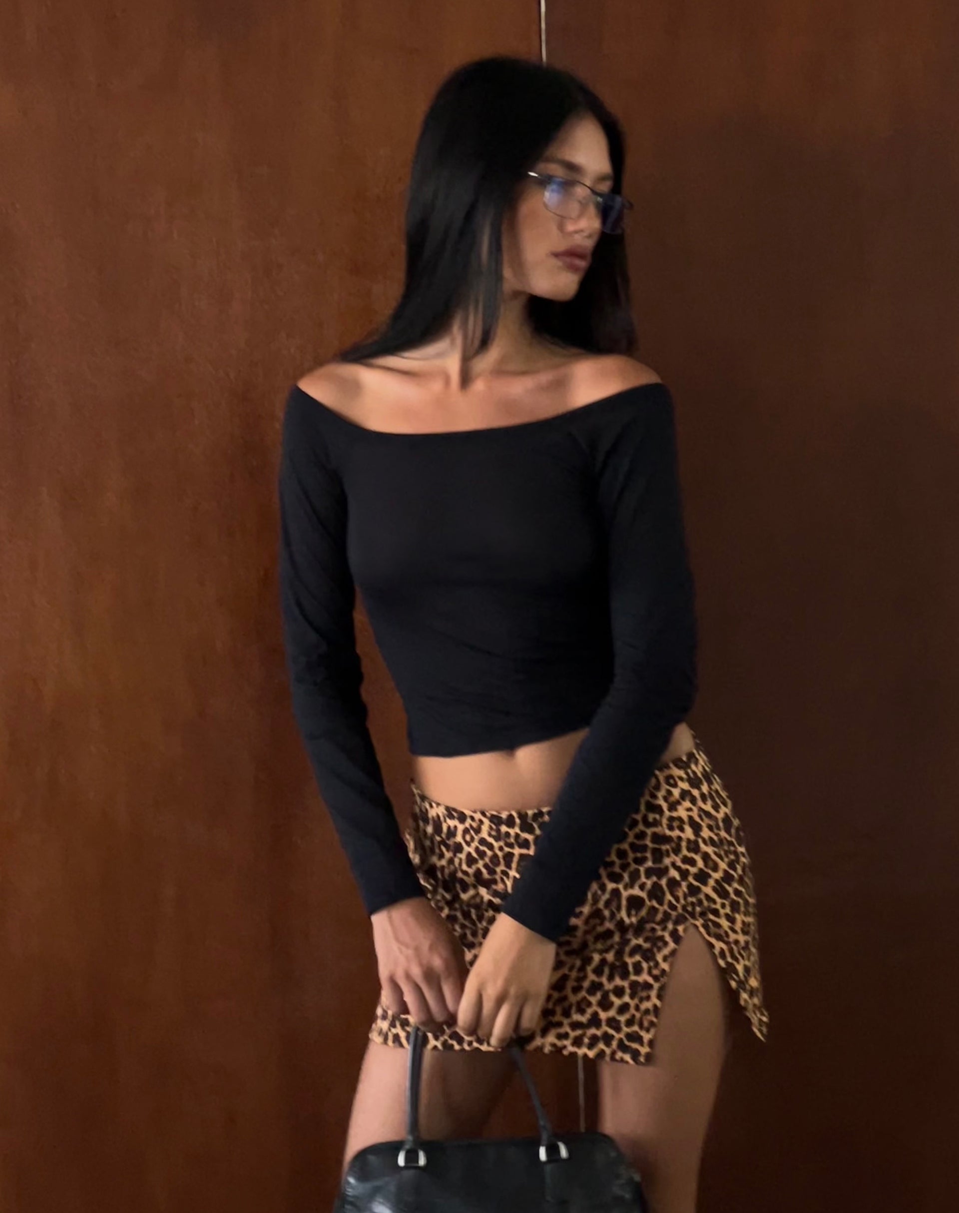 Afbeelding van Gavya Bardot Top met lange mouwen in zwart
