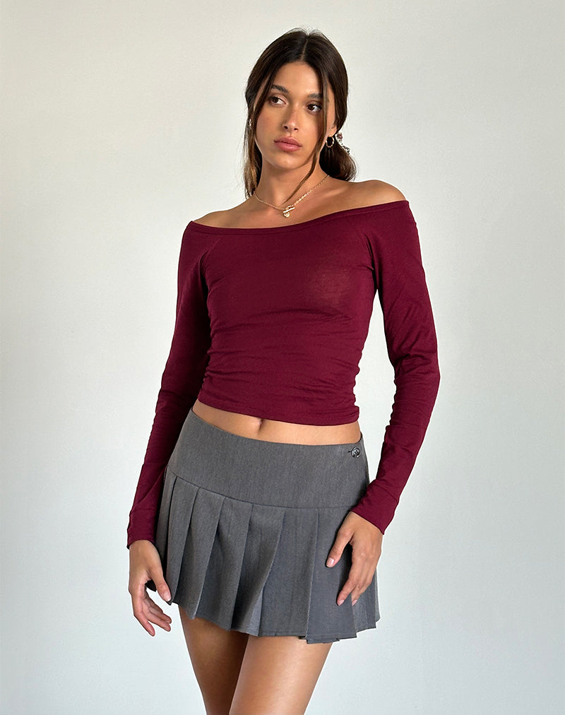 Gavya Bardot Top met lange mouwen in Bourgondië