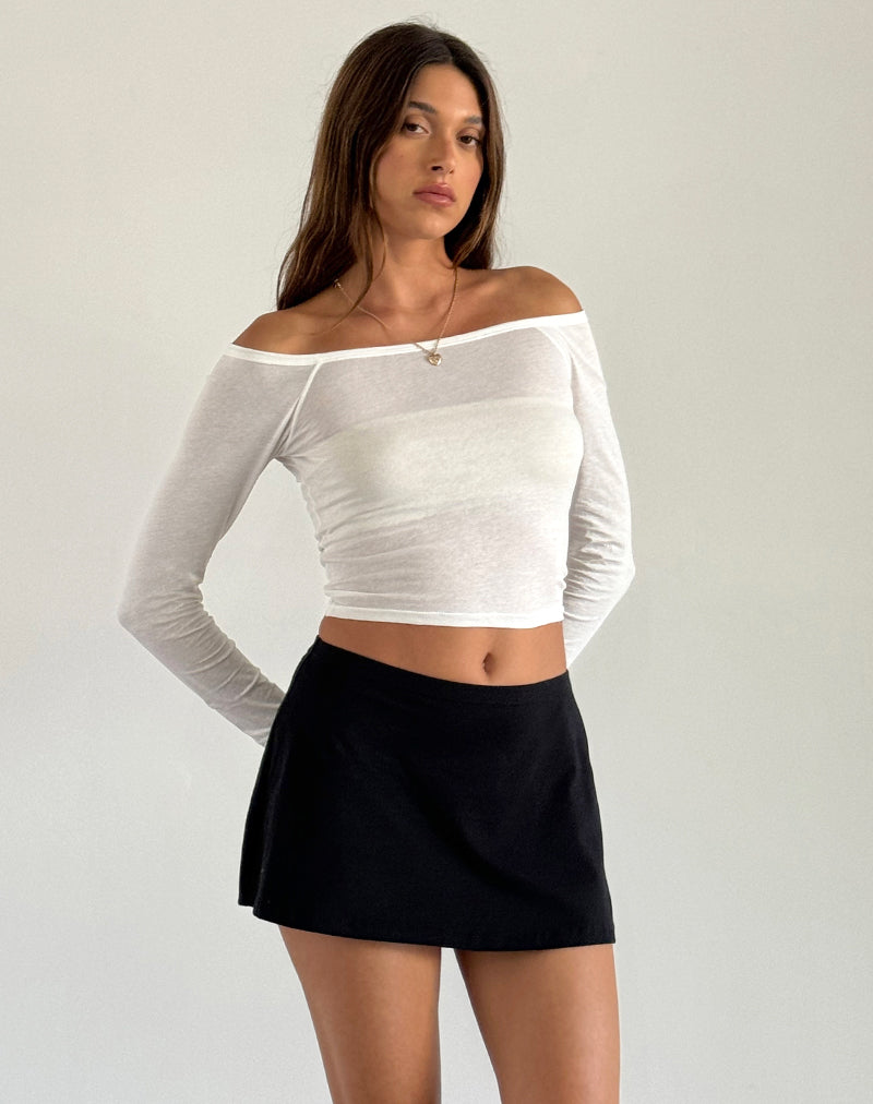 Gavya Bardot Top met lange mouwen in Off White