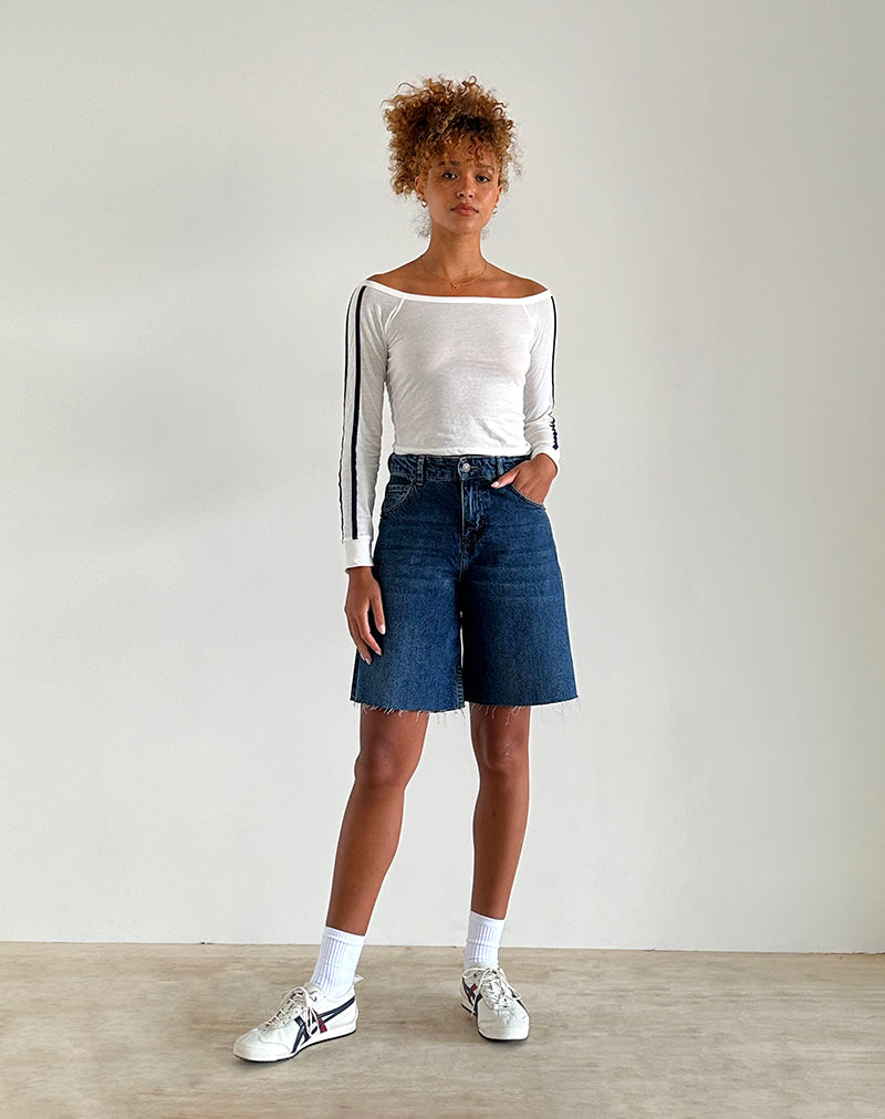 Afbeelding van Gavya Lange Mouw Top in Off White met Navy Streep