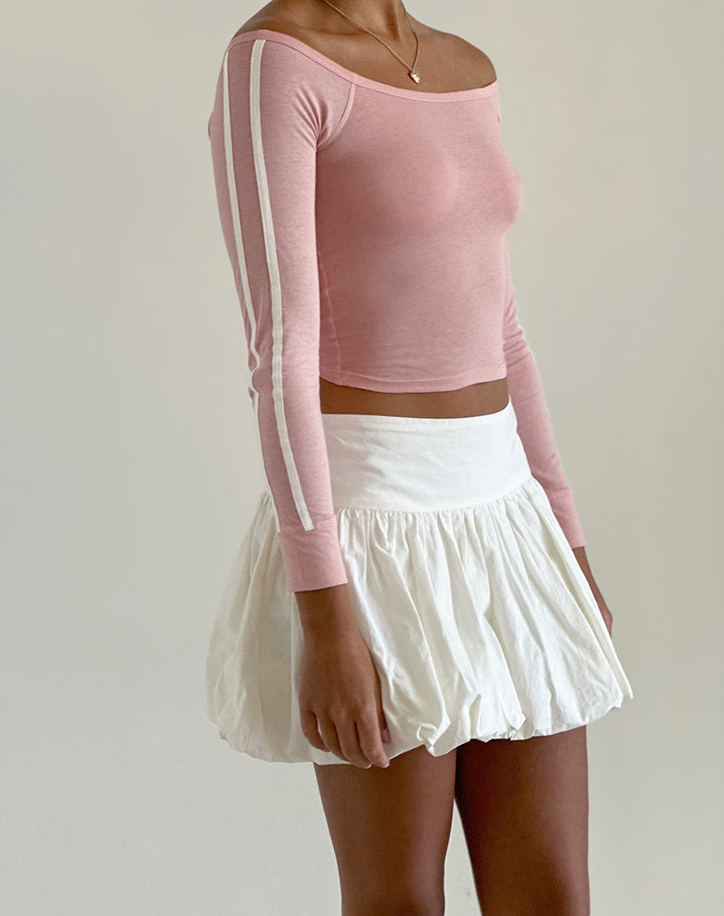 Afbeelding van Gavya Bardot Lange Mouw Top in Roze Dame met Witte Streep
