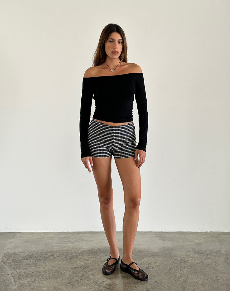 Afbeelding van Gelbiya Lange Mouw Open Rug Top in Zwart