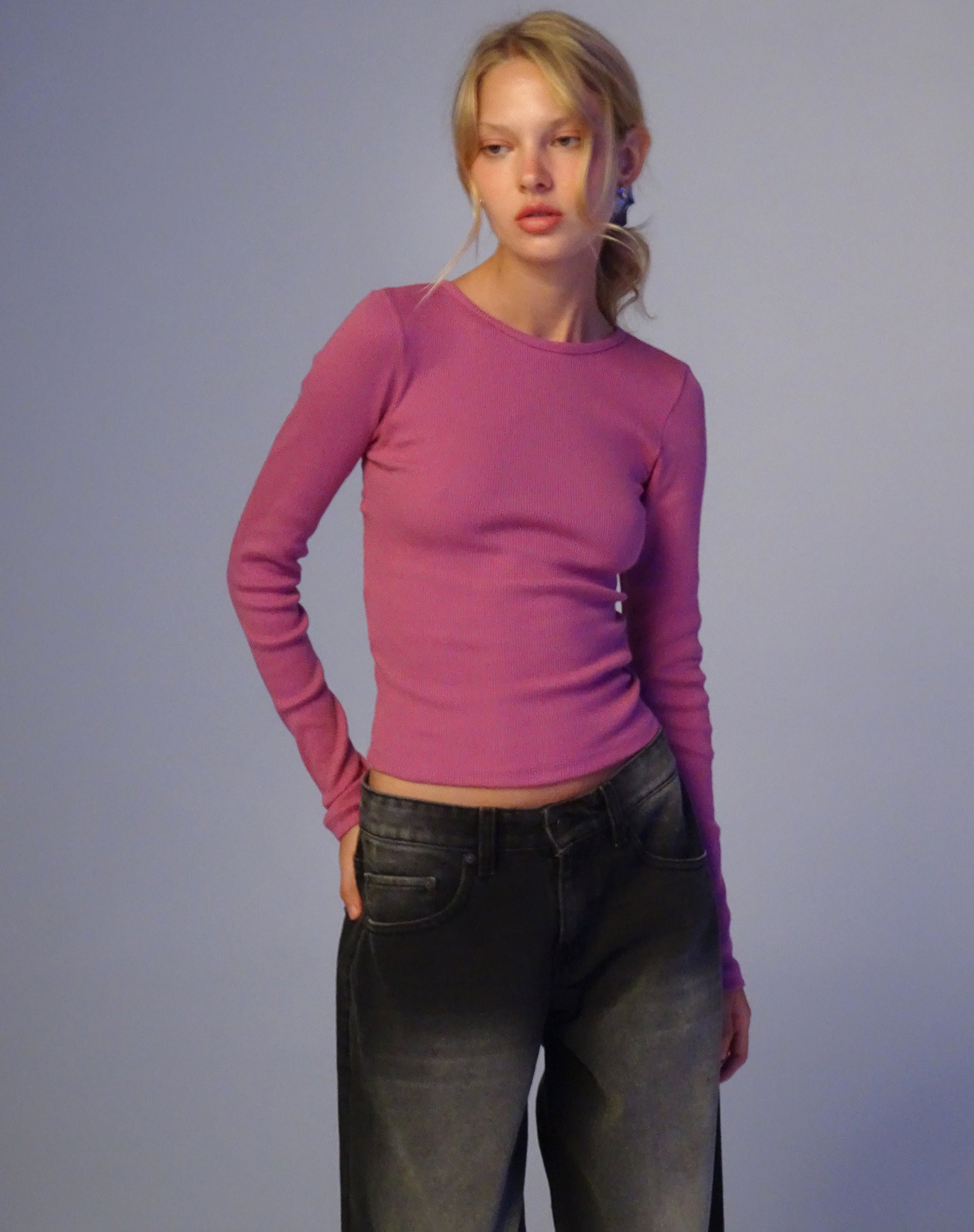 Afbeelding van Gelbon Open Rug Top met Lange Mouwen in Kasjmier Roze