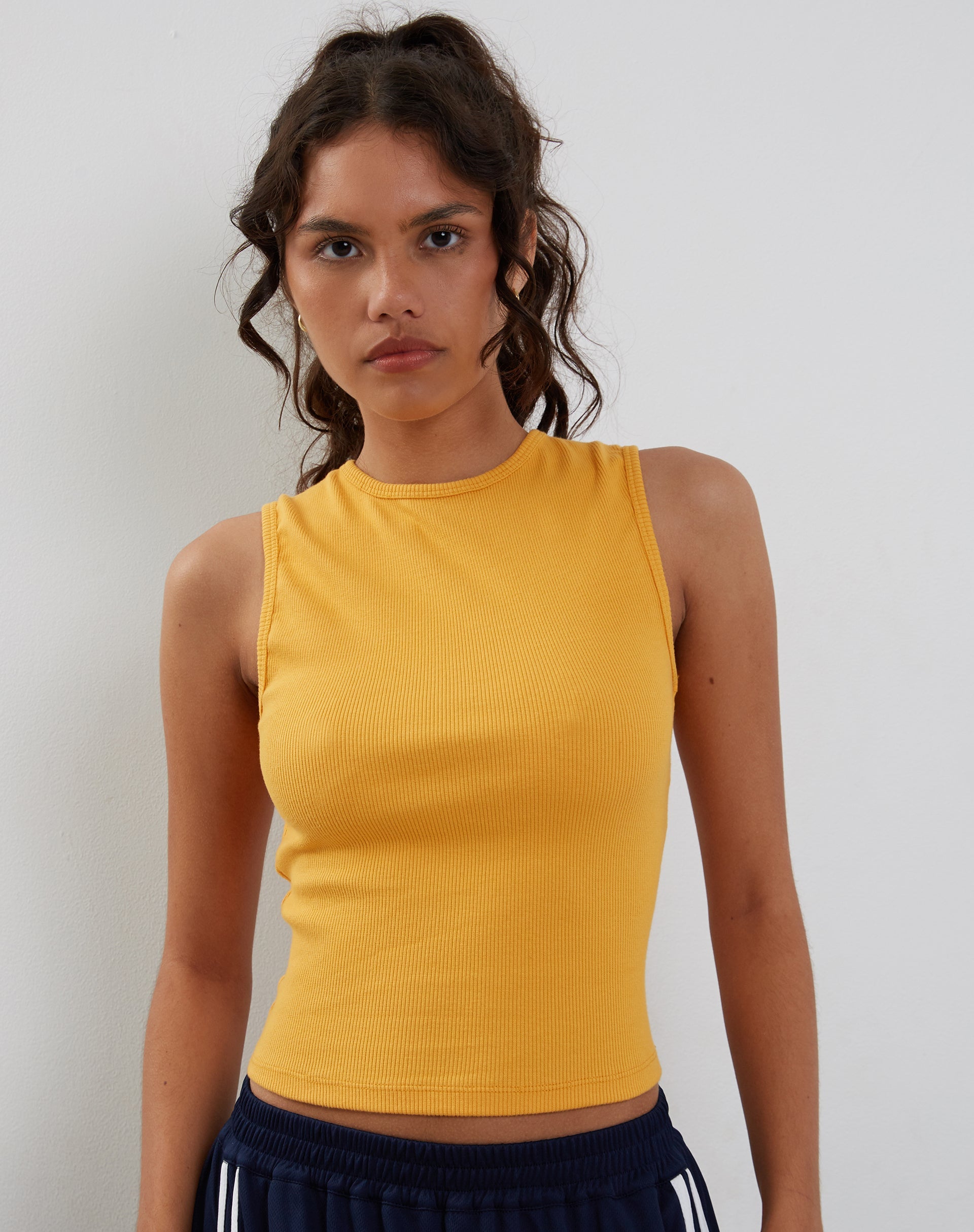 Afbeelding van Gelsho Open Back Tank Top in Faded Orange Rib