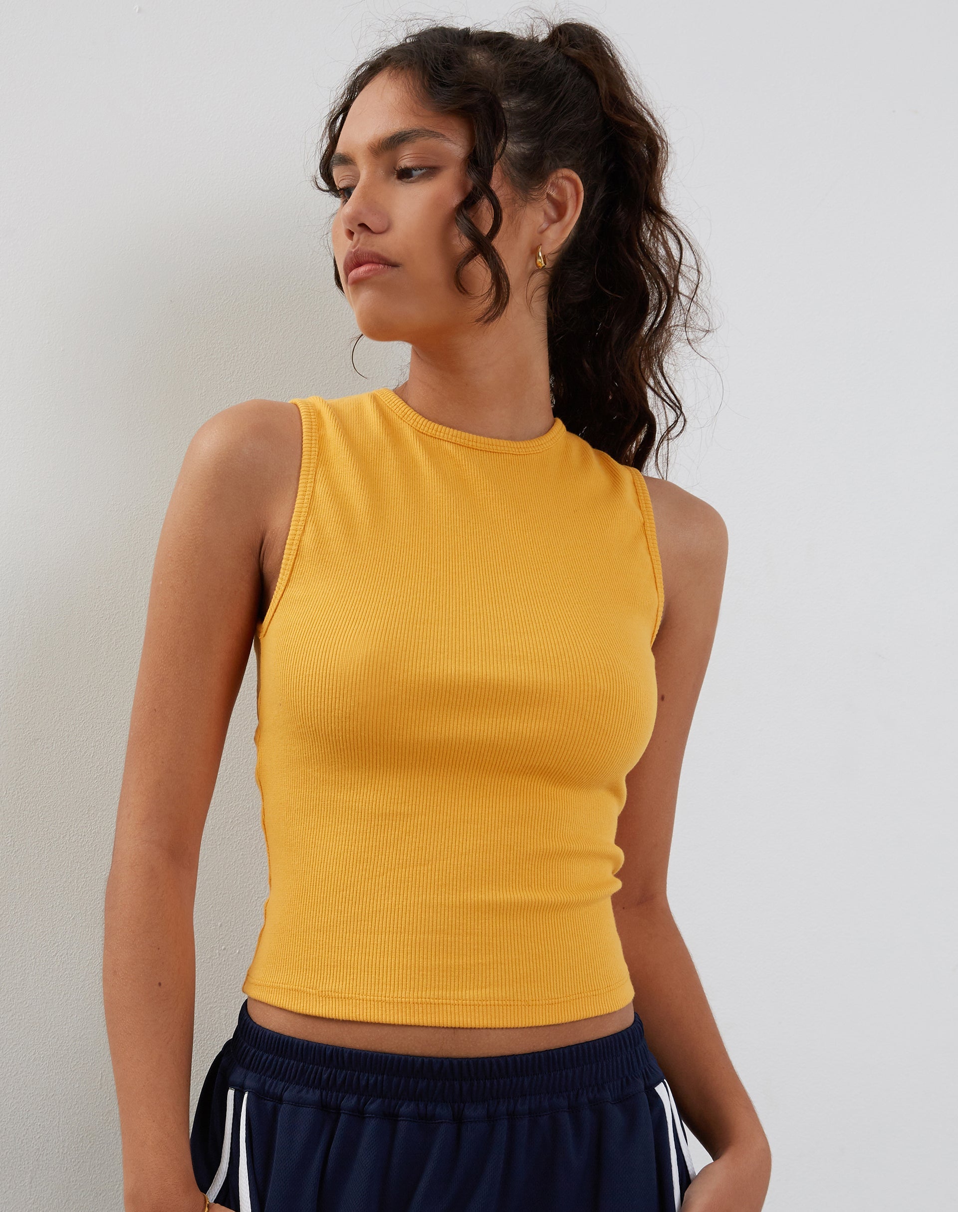 Afbeelding van Gelsho Open Back Tank Top in Faded Orange Rib