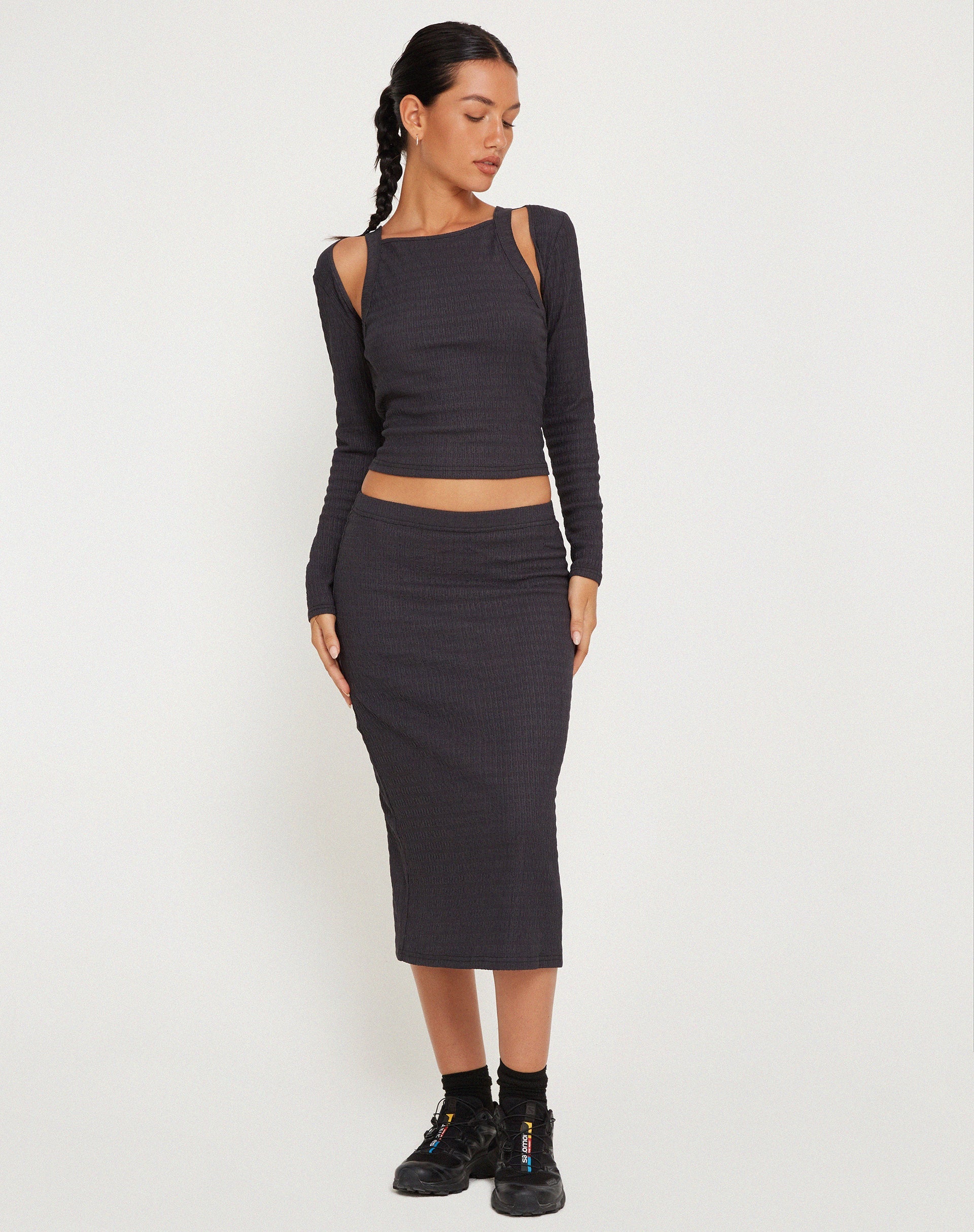 Afbeelding van GInny Top in Crinkle Charcoal
