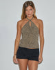Afbeelding van Giulia Knoop Halternek Top in Tan Mini Croc Print
