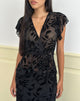 Afbeelding van Giuliana Wrap Top in Flock Leaf Flower Zwart
