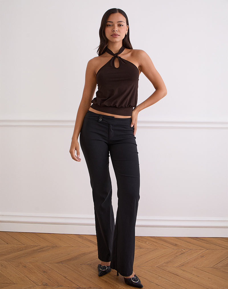 Afbeelding van Giunea Knot Halter Top in Bittere Chocolade
