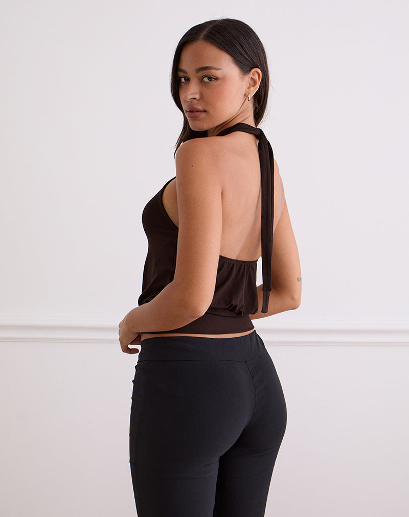 Afbeelding van Giunea Knot Halter Top in Bittere Chocolade