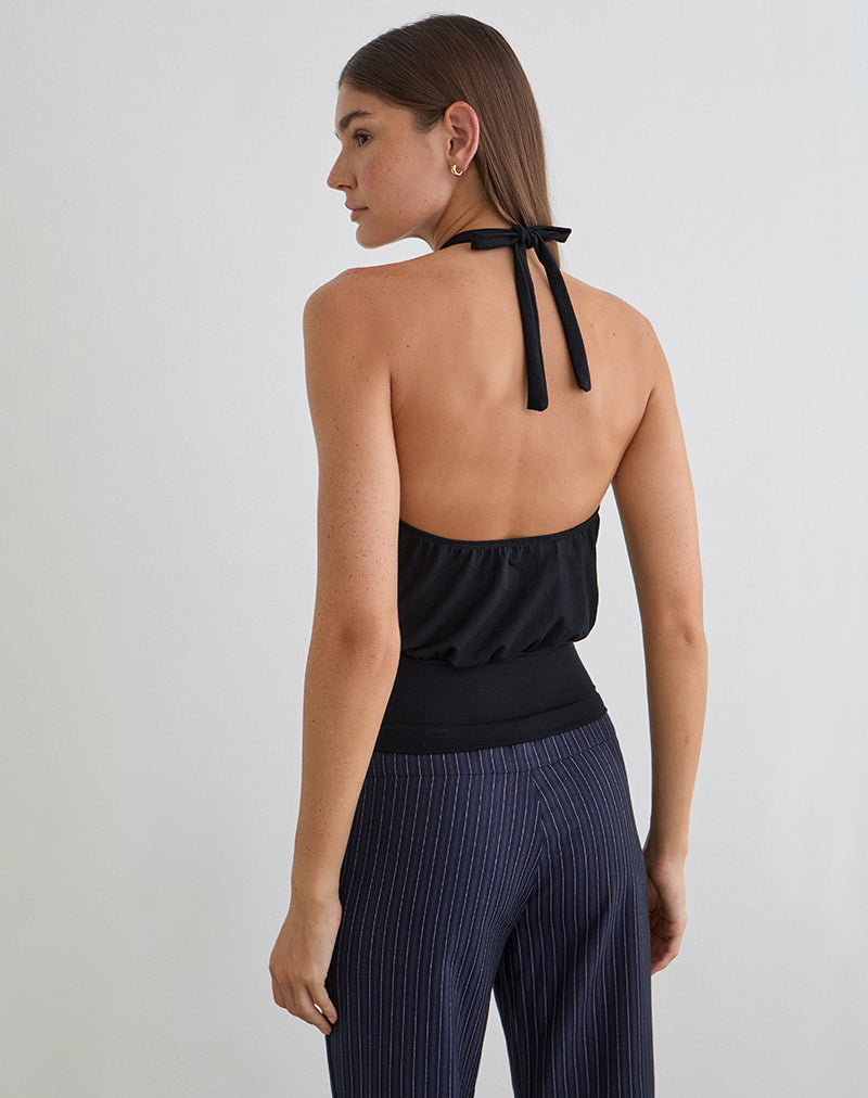 Afbeelding van Giunea Knot Halterneck Top in zwart