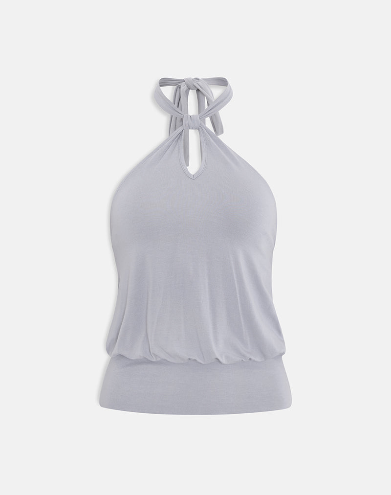 Afbeelding van Giunea Knot Halter Top in Lilac Grey