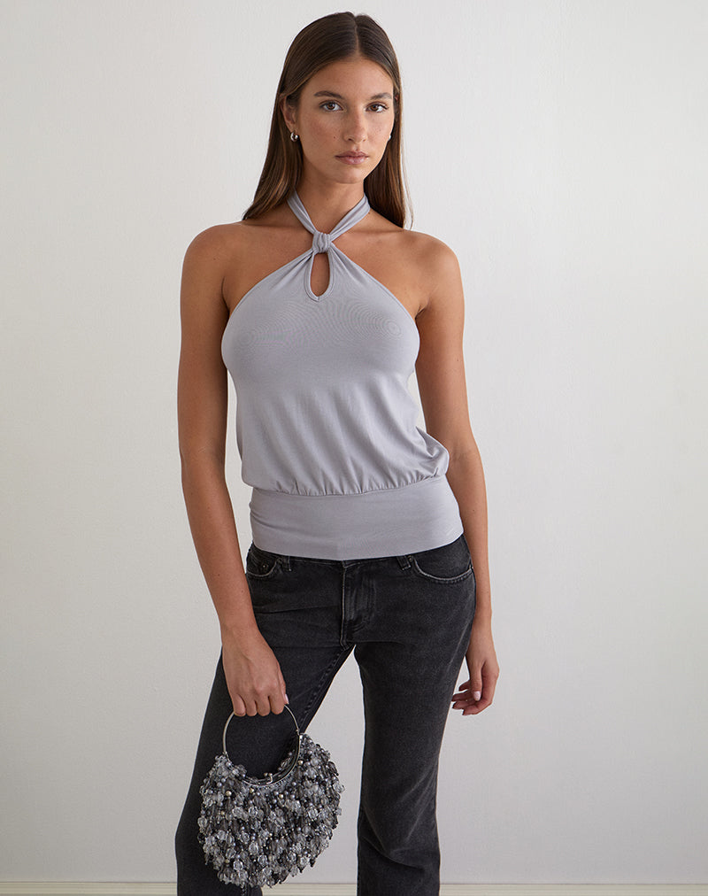 Afbeelding van Giunea Knot Halter Top in Lilac Grey