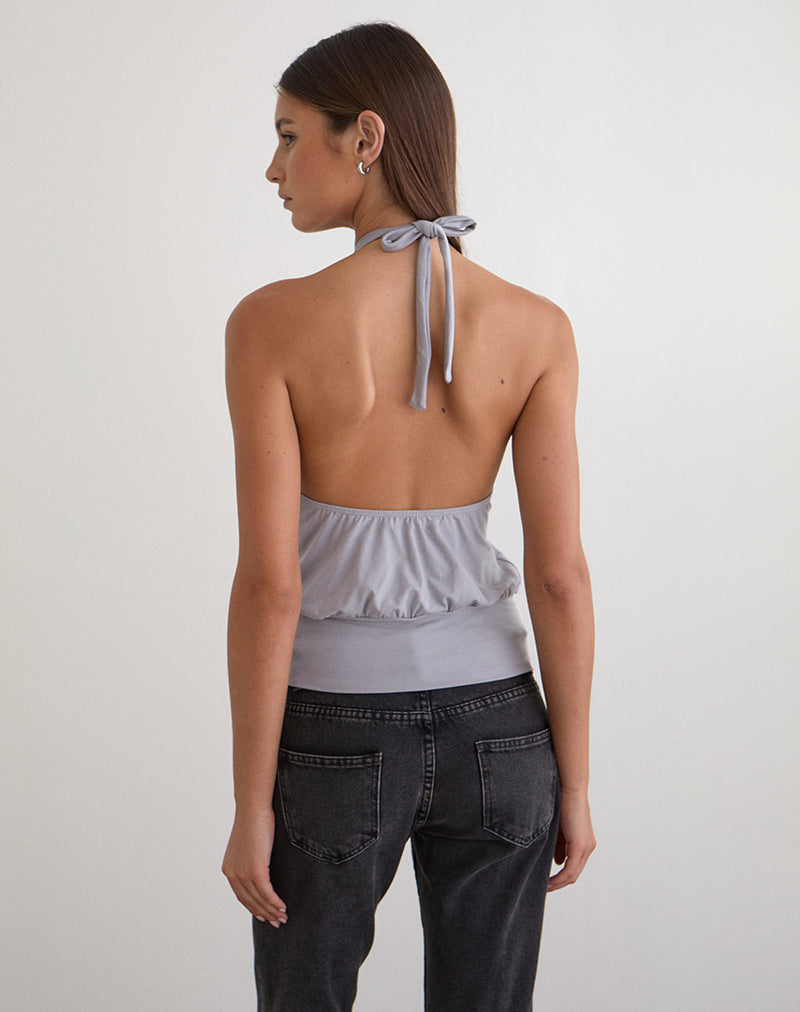 Afbeelding van Giunea Knot Halter Top in Lilac Grey