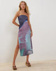 Afbeelding van Givanda Bandeau Maxi Dress in Roze Digi Gradient Print