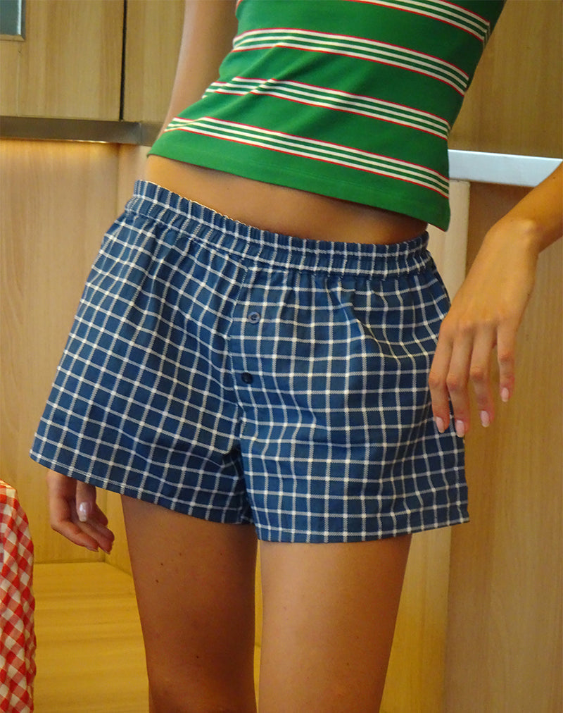Afbeelding van Laboxe Short in marine geruite popeline