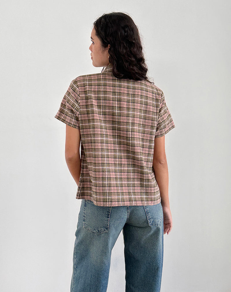 Afbeelding van Gosanri Shirt met korte mouwen in roze en groene ruit