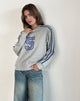 Afbeelding van Govel Sweatshirt in Grijs Marl met Kobaltblauw 5 Motief