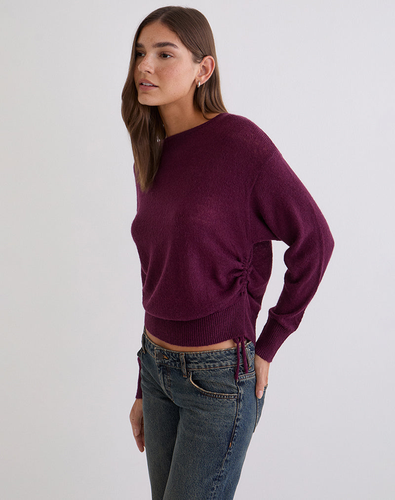 Grisha Long Sleeve Knit Top in Plum