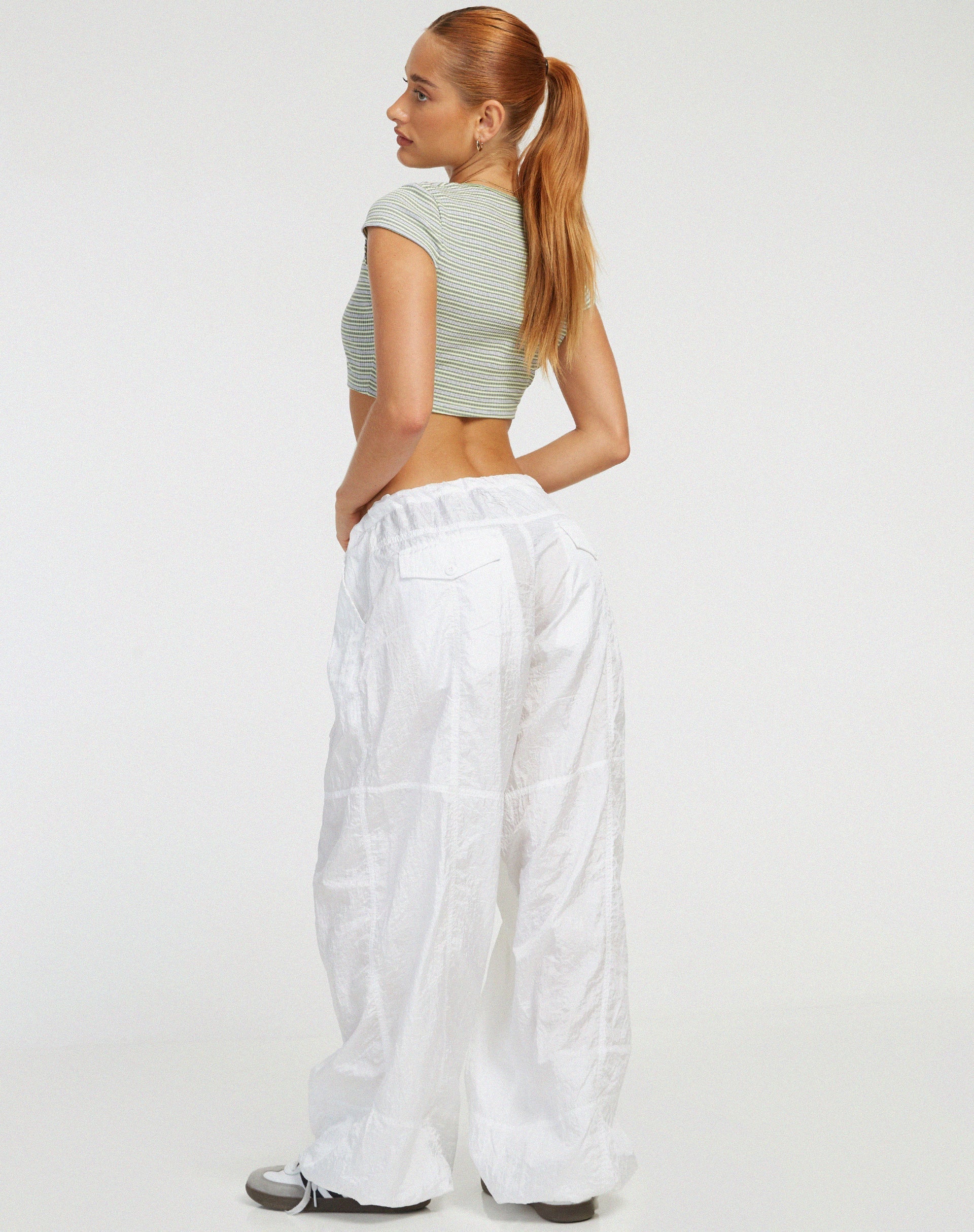 Afbeelding van Guanna Crop Top in Stripe Rib Green en Grey