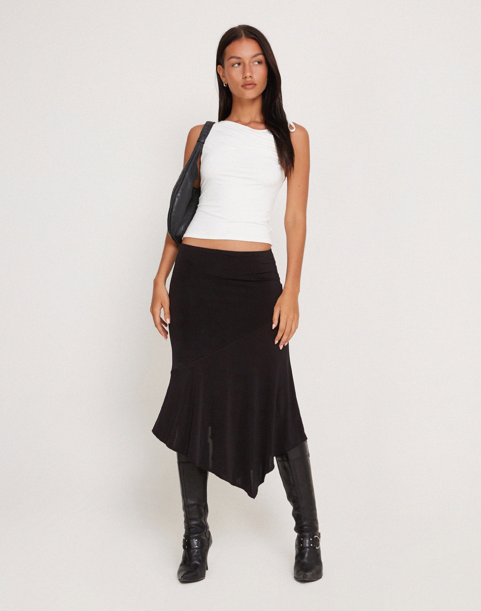 Afbeelding van Cinta Low Rise Midi Rok in Zwart