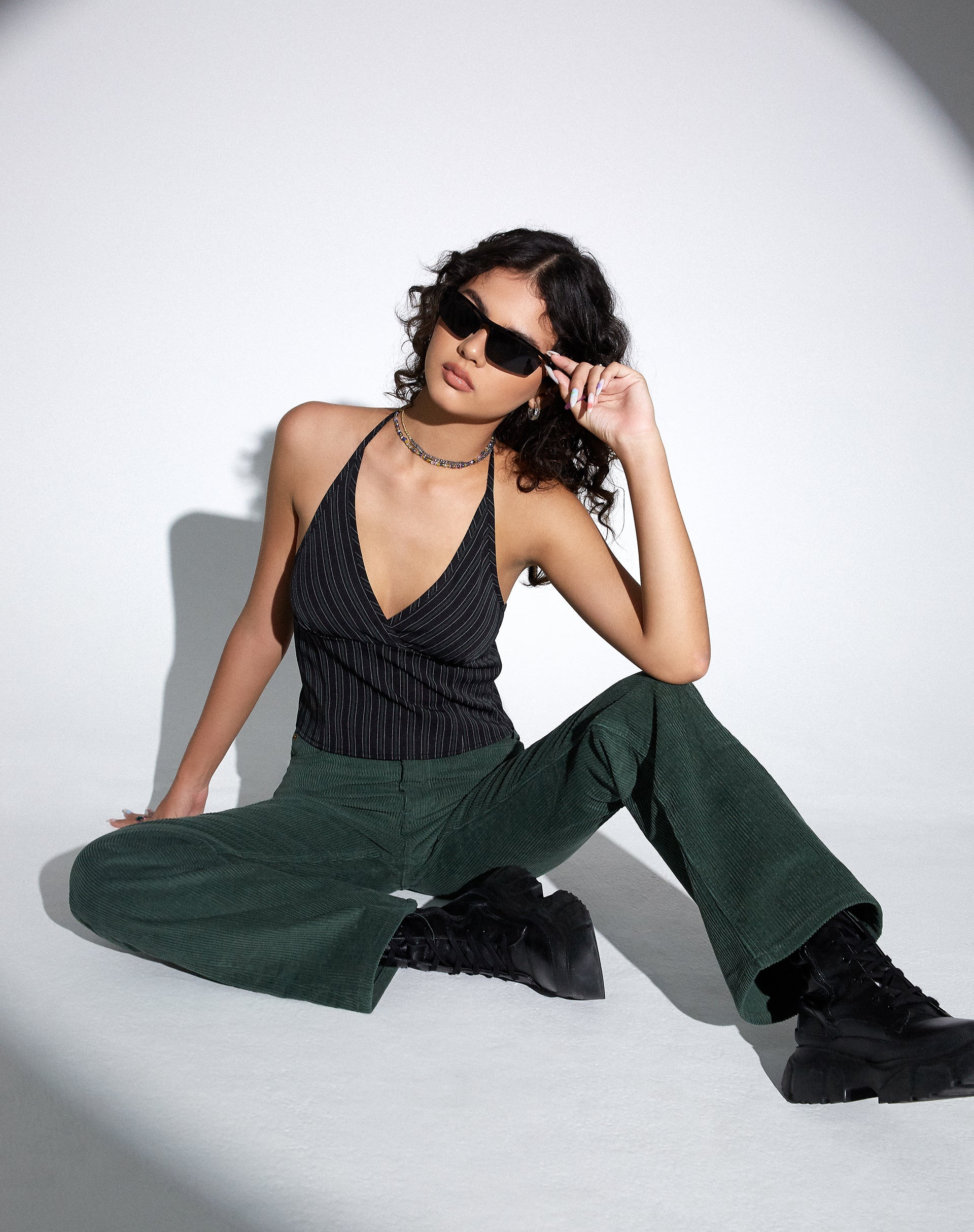 Afbeelding van MOTEL X OLIVIA NEILL Hajra Vest Top in Onregelmatige Streep Zwart