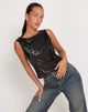 Afbeelding van Hala Crop Vest Top in Zwart Pailletten