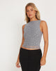 Afbeelding van Hala Vest Top in Mesh Glitter Dot Frost Gray