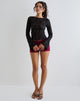 Afbeelding van Halfi Lange Mouw Top in Hibiscus Crochet Kant Zwart