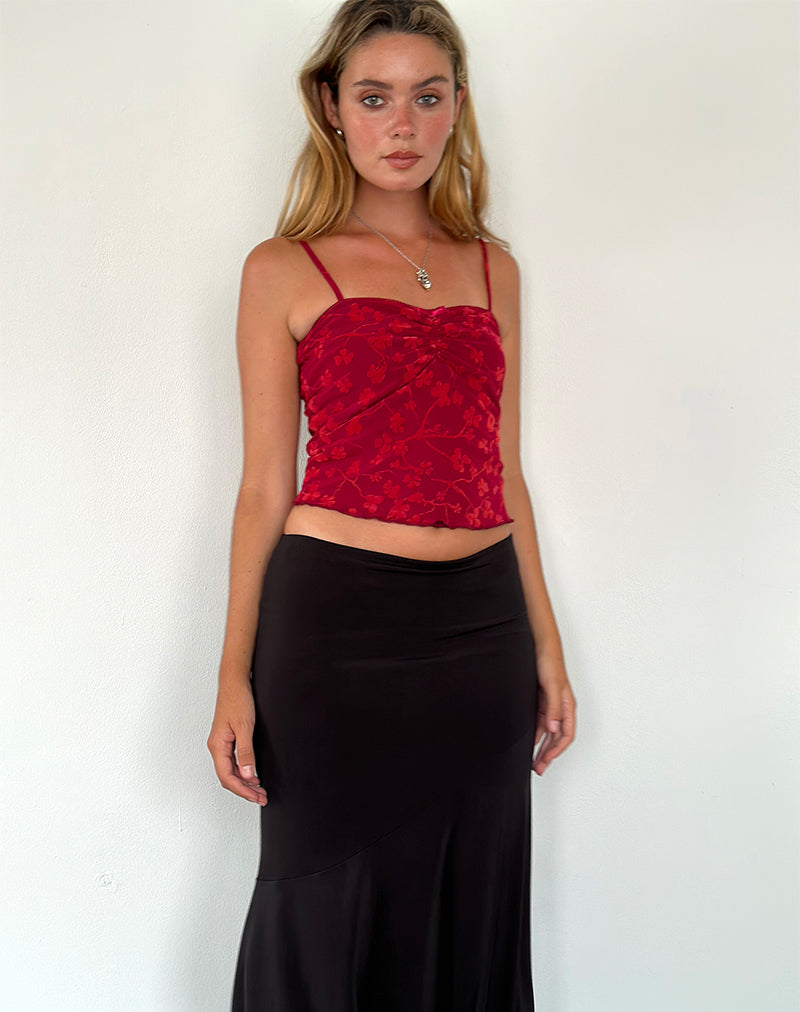 Afbeelding van Hali Cami Top in Grunge Floral Flock Rood