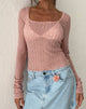 Afbeelding van Halsey gebreide extra lange mouw top in roze