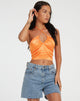 Afbeelding van Haltri Crop Top in Satijn Oranje