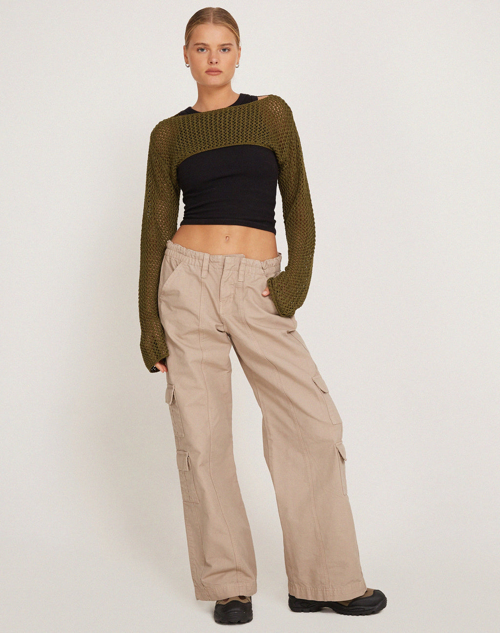 Hanita Bolero Top in Olijfgroen
