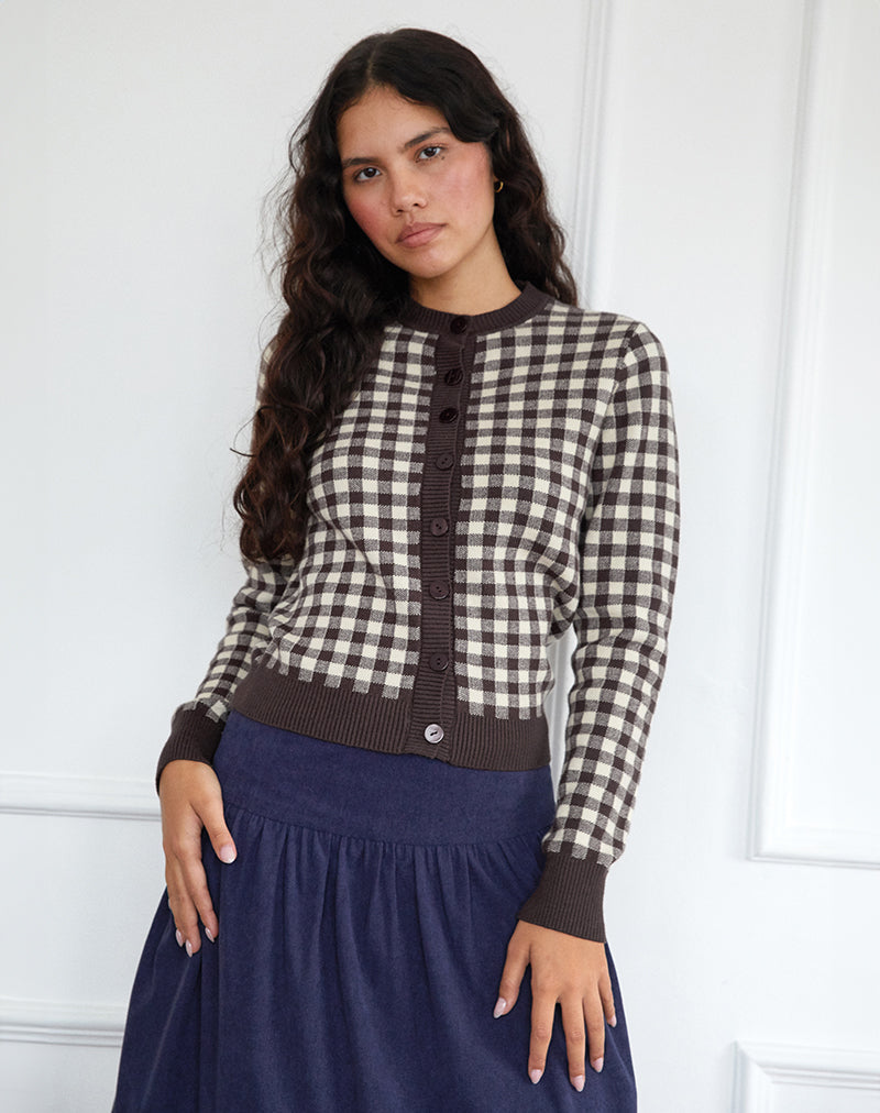 Hanudia Cardi in Gingham Bruin