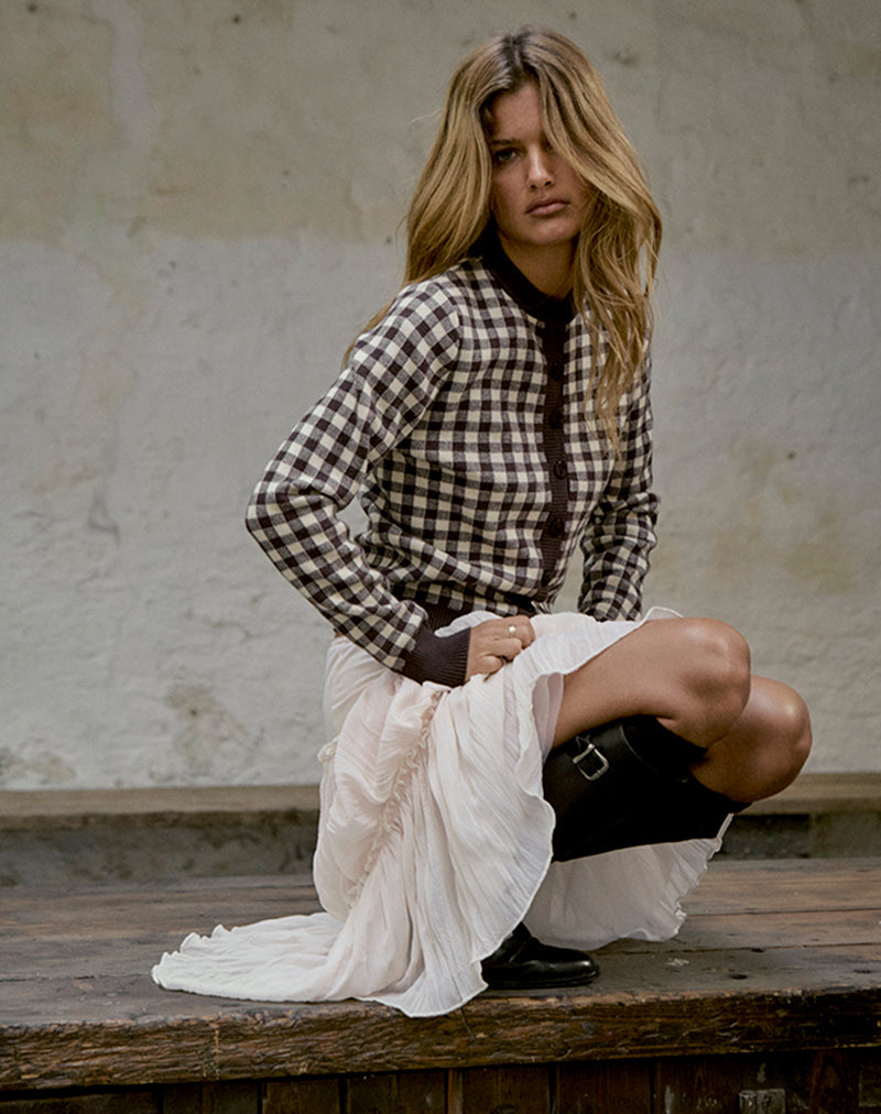 Afbeelding van Hanudia Cardi in Gingham Bruin