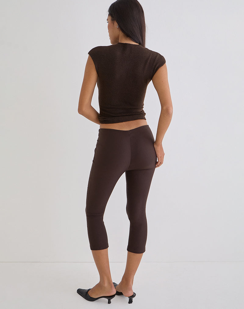 Afbeelding van Aelva Lace Up Capri in Tailoring Dark Brown