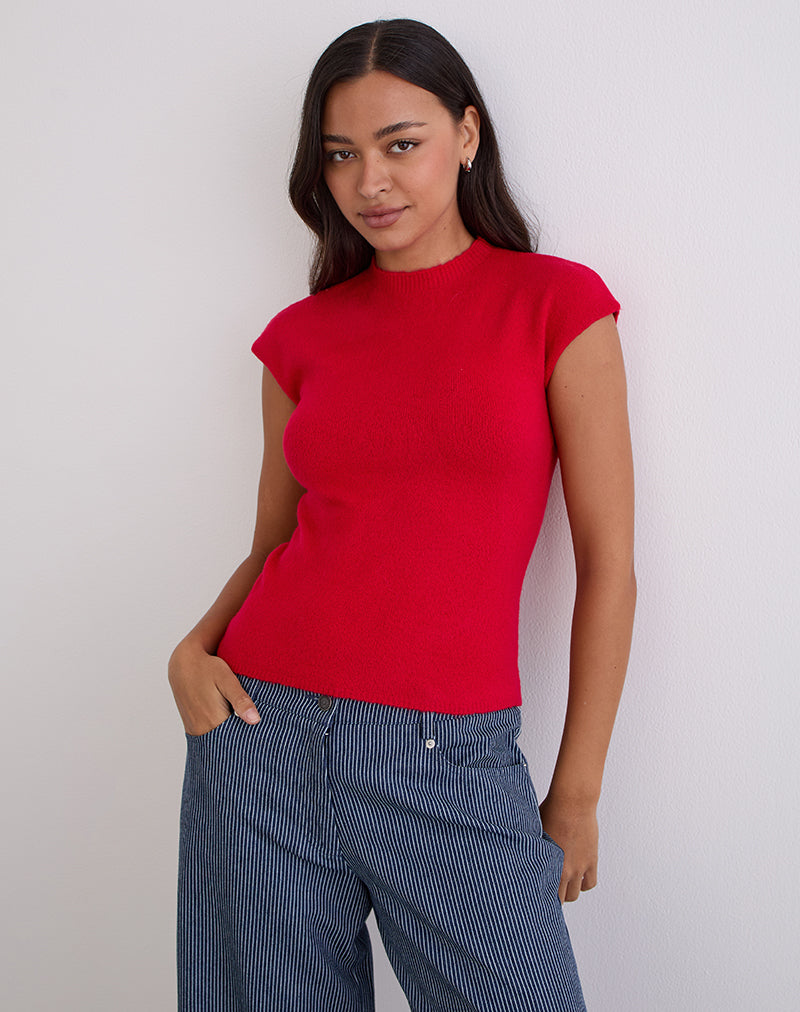 Hanuva Top in Gebreid Rood