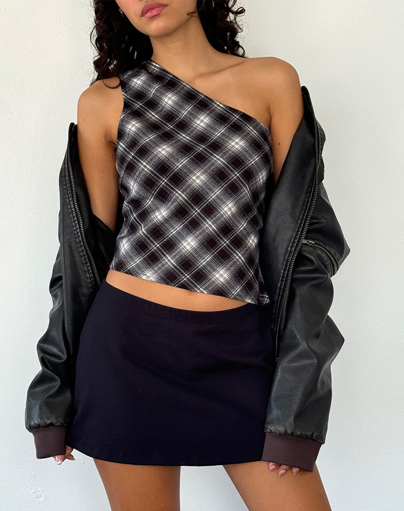 Afbeelding van Harini One Shoulder Top in Zwart Wit Ruitje