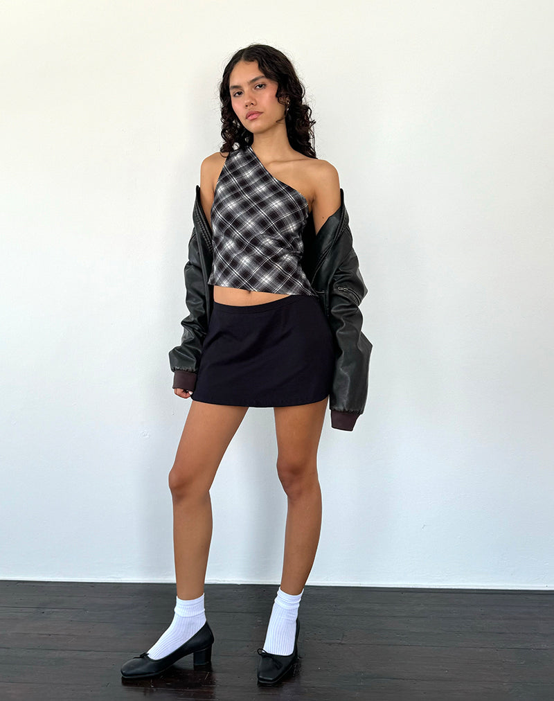 Afbeelding van Harini One Shoulder Top in Zwart Wit Ruitje