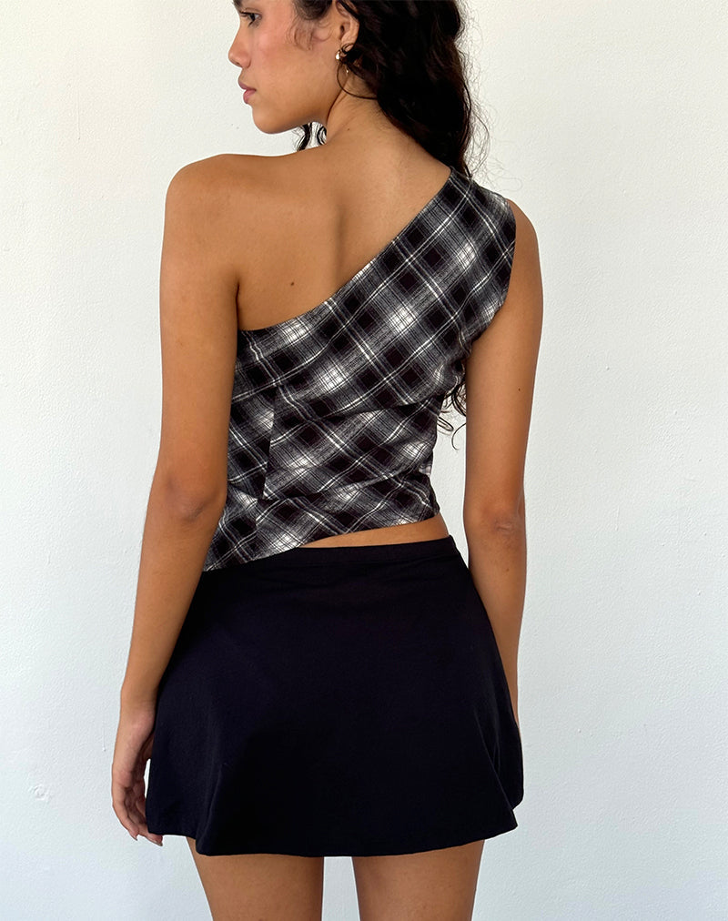 Afbeelding van Harini One Shoulder Top in Zwart Wit Ruitje