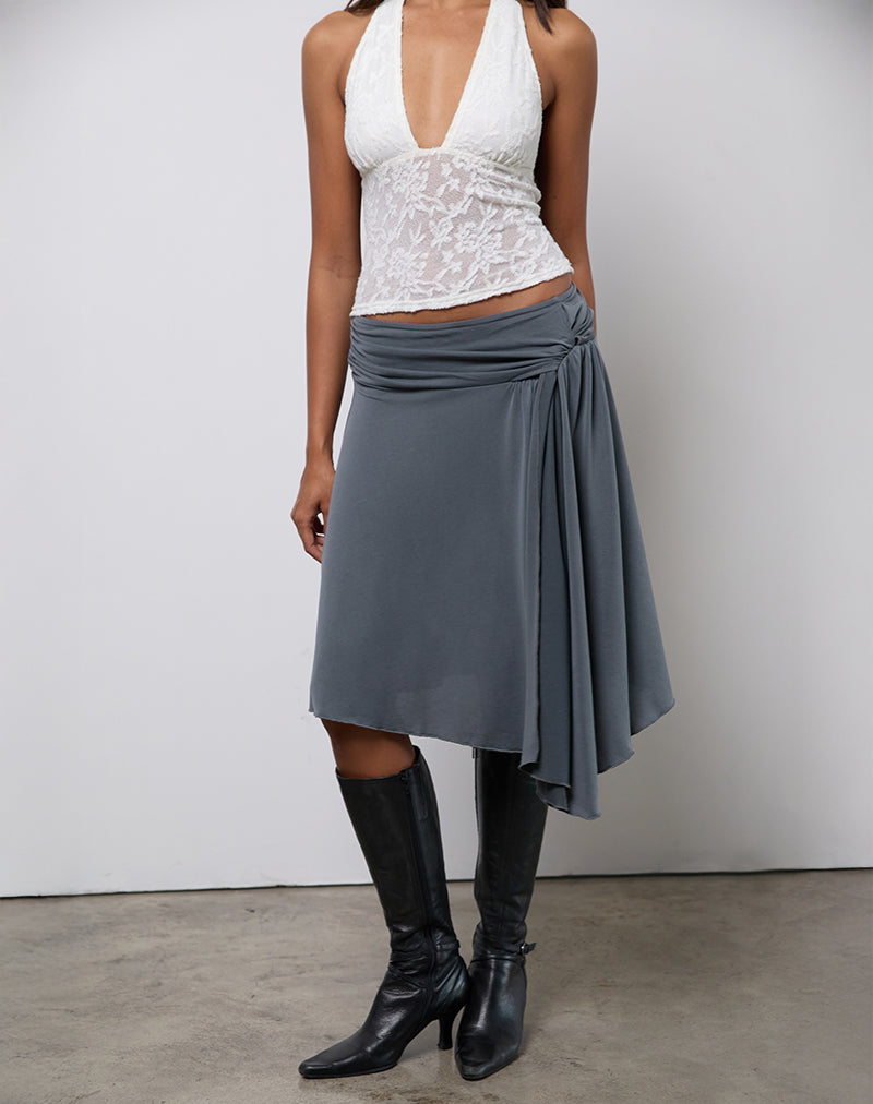 Harlan asymmetrische midi-rok in Cupro grijs