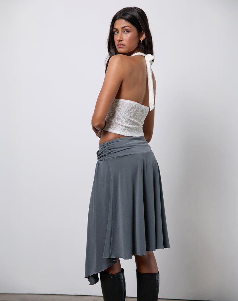 Harlan asymmetrische midi-rok in Cupro grijs