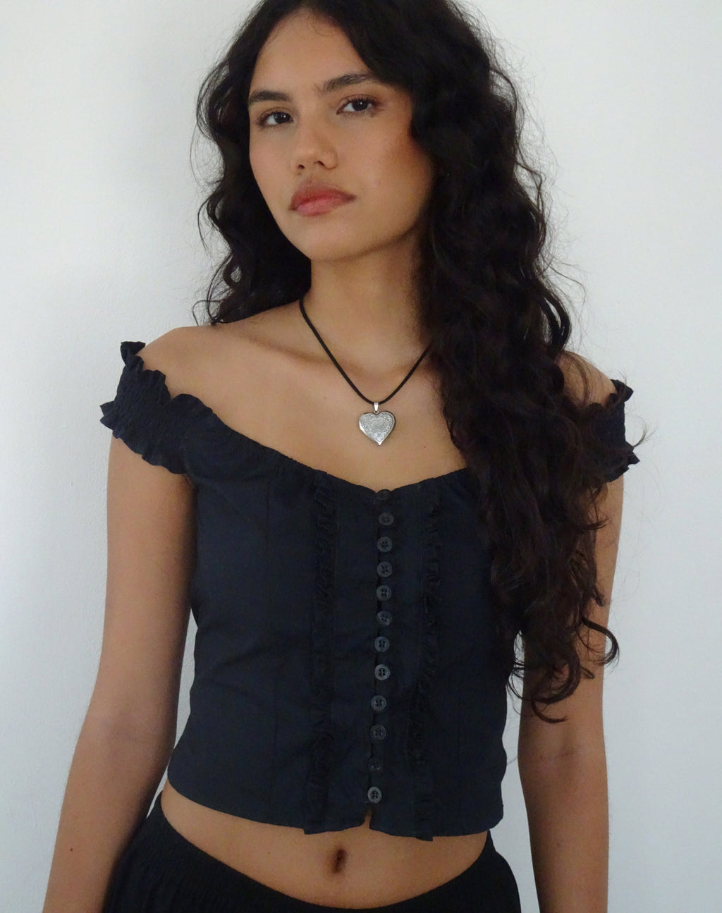 Alderidge Bardot Korset Top in Zwart