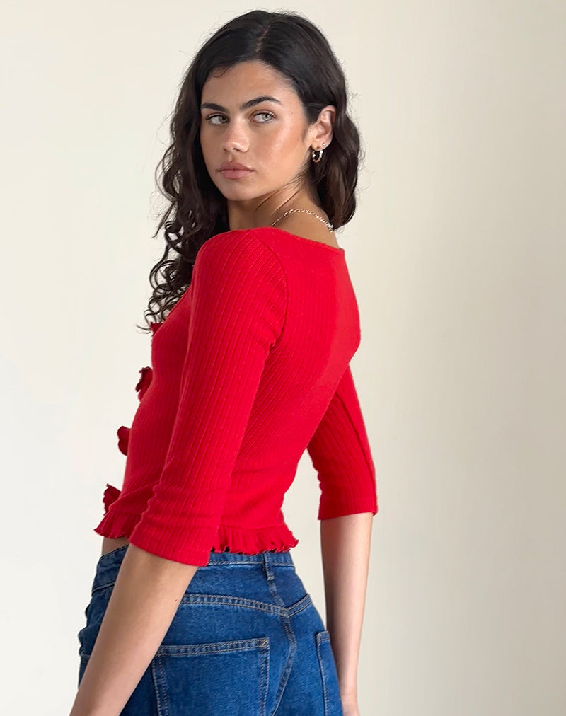 afbeelding van Harpan rozetfront top in rood