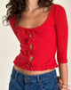 afbeelding van Harpan rozetfront top in rood