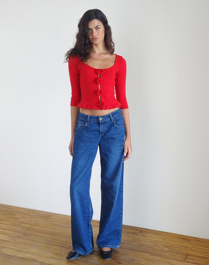 afbeelding van Harpan rozetfront top in rood