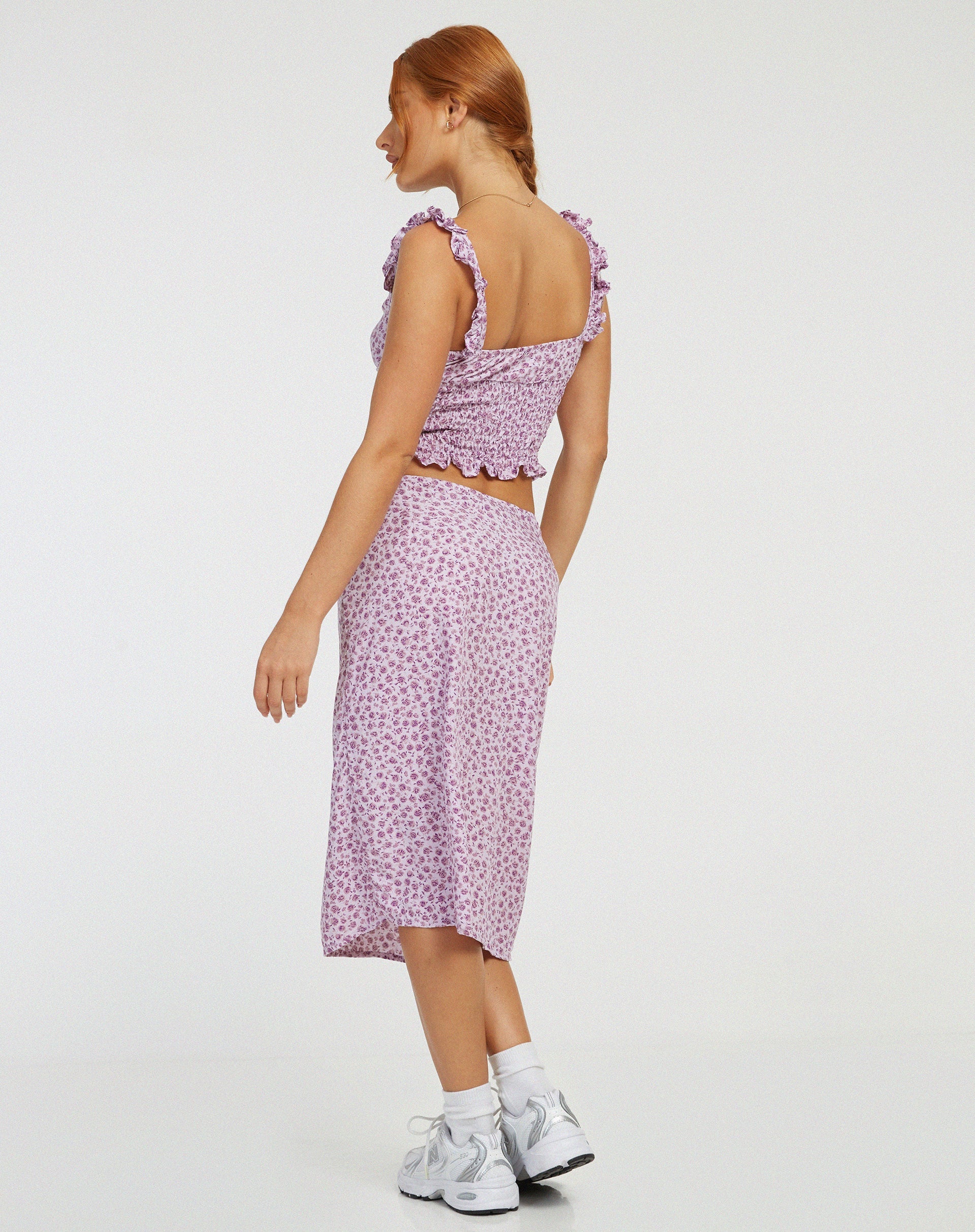 Afbeelding van Harriet Midi rok in Ditsy Rose Lila
